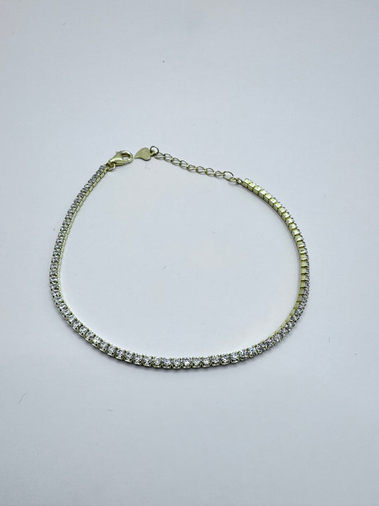 Tennis in Argento 925 Oro e Zirconi Bianchi